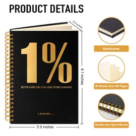 PUVOXHO 1% Better Every Day Can Lead to Big Changes 160 Blank Pages Spiral Notebook, Self Improvement Planner, Women’s Empowerment Gifts for Boss Leader Supervisor Mentor Coworker Friend BFF