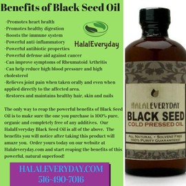 HalalEveryDay Raw, Unrefined, Unfiltered, Very Dark and potent, 100% Pure and Cold Pressed Black Seed (Nigella Sativa) Oil - 64oz - 4-16oz Bottles- NON-GMO and Vegan - 100% Hexane Free, Halal Certified