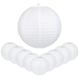 LIHAO 16 Inch White Round Paper Lanterns (10 Pack)