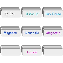 54pcs Magnetic Dry Erase Labels, 3.2 x 1.2 Inch White Magnetic Name Tags for Students Classroom, Whiteboard, Refrigerator, Locker Classroom Office Home and More