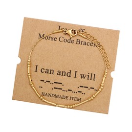 JoycuFF Gold Morse Code Bracelets for Women I Can and I Will Inspirational Birthday Mother's Day Christmas Gifts for Best Friend Mom Sister Daughter Courage Beaded Jewelry Bracelet for Her Unique