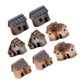 CIYODO Micro Landscape Ornament 8pcs Resin Mini Houses Decorative Mini Cottage for Home