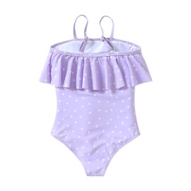 PATPAT Girls One Piece Swimsuits Ruffle Bathing Suits for Kids Swimwear Beach Summer Swim Suits, Light Purple, 8-9 Years