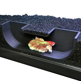 Betta Underground Tunnel Hideout Cave | Aquarium Hide For Small Fish and Shrimp | Viewing Betta Fish Rest Hammock Enrichment Toy | Betta Fish Tank Accessories Supplies Decorations Ornaments Toys Decor
