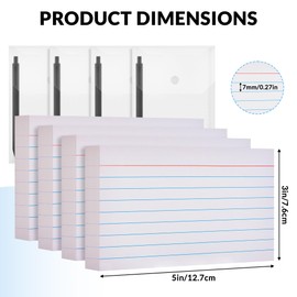 NEEWAY Heavyweight Ruled Index Cards 3x5, 200 Count White Note Cards Lined with 4 Pack Plastic Envelopes and 4 Pack Gel Pens, Flash Cards for Studying, Recipe Cards