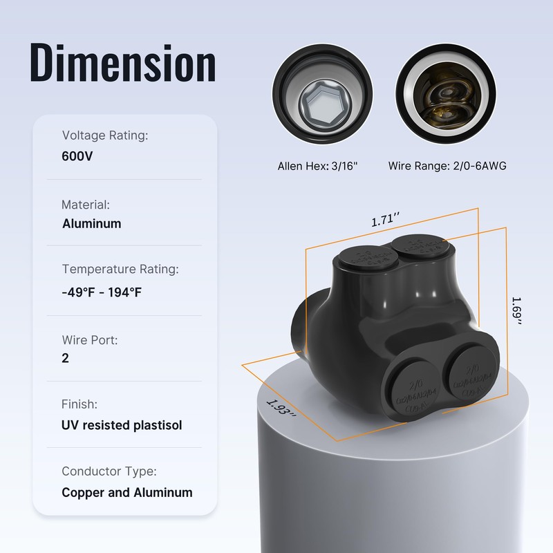 RVBOATPAT 2 Port Dual Entry Insulated Multi Tap Connector 2/0-6