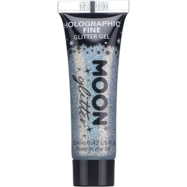 Moon Glitter Gel Holográfico para rostro y cuerpo – 0,40 fl oz – cara con purpurina, Plateado, 12ml