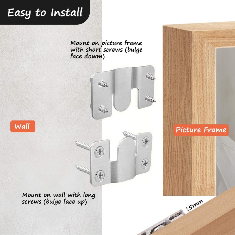 Flush Mount Brackets, Concealed Headboard Wall Fixings Brackets, Stainless Steel