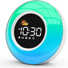 APUZOM Wecker Digital,Kinderwecker,Schlaftrainer mit Nachtlicht, Customized Lichtwecker mit 12 White Noise, Snooze und Timer 15/30/60/90 mins, Tischuhr ohne Tick, 6 Weckert?ne,Geschenke fr M?dchen Jungen