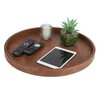 HofferRuffer Round Serving Tray 20'', Elegant Faux Leather Circle Ottoman