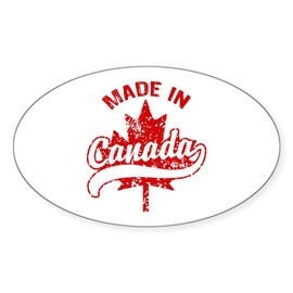 CafePress Made in Canada Oval Car Bumper Sticker