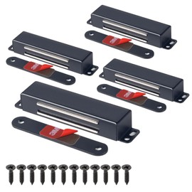 Mousike Magnetic Door Lock Heavy Duty 40 kg Stainless Steel Door Magnets with Strong Magnet for Kitchen Cabinet Wardrobe Cabinet Door Lock (Black, Pack of 4)