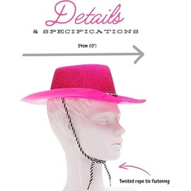 Toyland® 3 Pack - 13" Pink Glittery Cowboy Hats - Festivals, Concerts, Costumes and Hen Party Supplies - 10 Colours Available