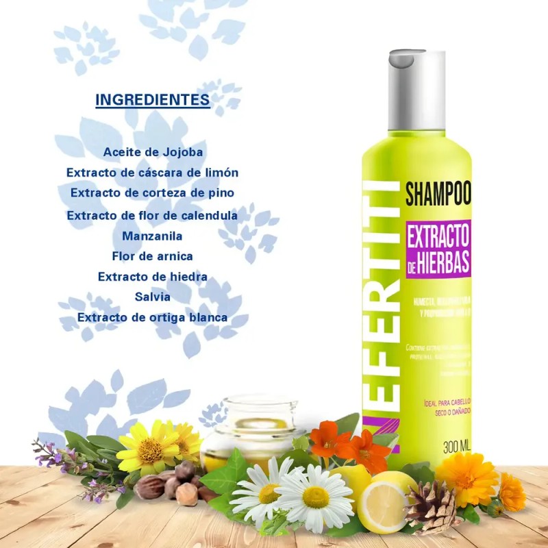 Shampoo De Hierbas Cabello Dañado Nefertiti 300ml