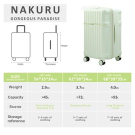 NAKURU 20 Inch Hardside Carry-On Luggage with Spinner Wheels, TSA Lock, Double Zippers, Thick PC Shell, Lightweight Travel Suitcase for Business, Weekend, and International Trips(Green)