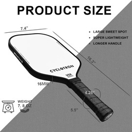 cyclotron Pickleball Paddles Set of 2, Lightweight Teflon Fiberglass Surface Paddles with Large Sweet Spot - 2025 Pickleball Set with 4 Balls, 1 Carrying Bag