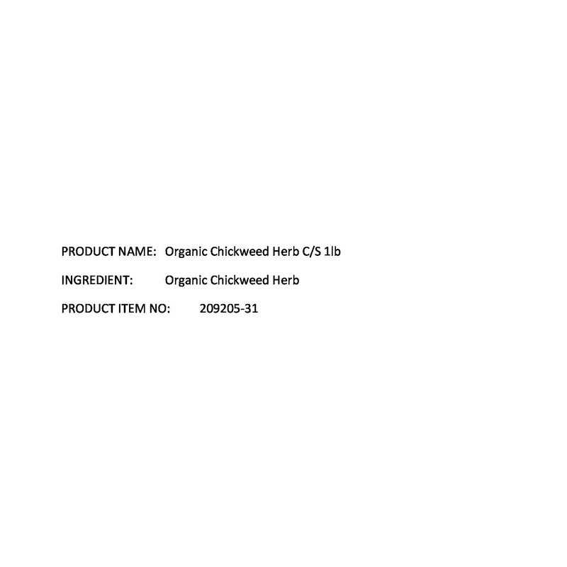 Organic Chickweed Herb C/S 1lb