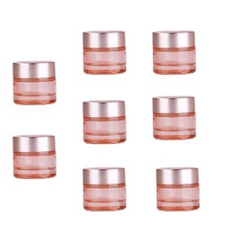 8 Pcs 10g Pink Glass Cosmetic Eye Cream Jar Bottle Container with Rose Gold Lids,Refillable Empty Makeup Travel Jar Pots Container Vials for Cosmetic Lotion Cream