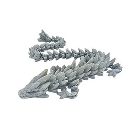Grey 26 in. Gemstone Dragon 3D Printed Articulated Fidget Toy - Flexible & Fun Desk Decor Figurine - Sensory Toy & Stress Relief for Home, Work, School, Classroom, Office & Gifts