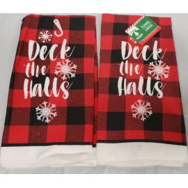 Christmas House 2 SAME PRINTED MICROFIBER TOWELS,CHRISTM