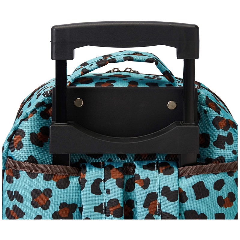 Rockland Double Handle Rolling Backpack, BLUELEOPARD, 17-Inch