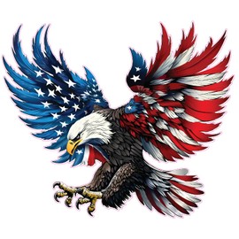 Patriotic Bald Eagle American Flag Vinyl Decal Sticker, Outdoor 3 Year Warranty (24" x 20")