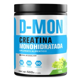 Creatina Monohidratada 500g D-mon En Polvo Varios Sabores Uva
