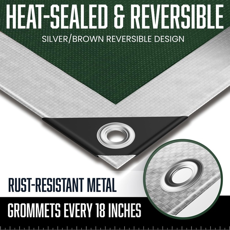 10x12 Heavy Duty Waterproof Tarp, 7 Mil Thick, High Durability,