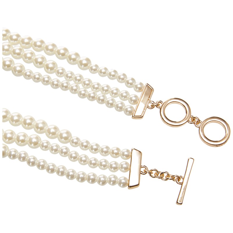 Anne Klein Collar de perlas blancas en tono dorado para