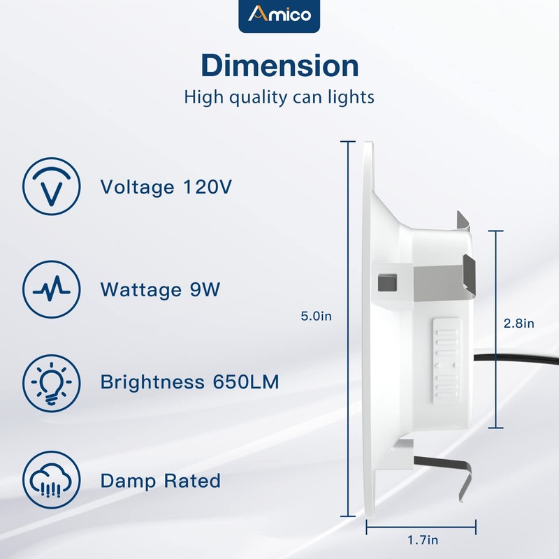 Amico 4 inch 5CCT LED Recessed Lighting 1 Pack, Dimmable,