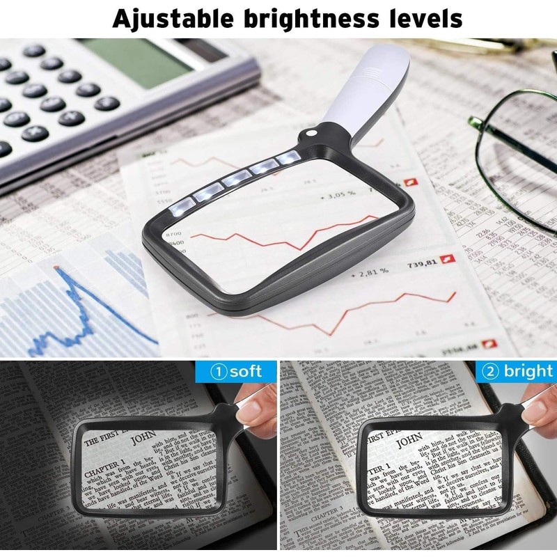 LH-Large Hand Magnifying Glass Handheld Folding Reading Magnifier 3X Magnification