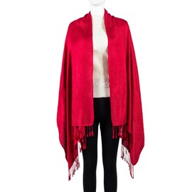 TUSHUSTY Pashmina Feel Shawl Wraps for Women Evening Dresses and Wedding Cover Up Formal Soft Silky Rave Scarf Elegant Red