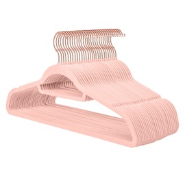 Vastsea Pack of 10 Suit Hangers Made of Plastic, Non-Slip Clothes Hangers 360°, Good Load Capacity Clothes Hangers, Flocked, Can Be Used for Coats, Dresses, Shirts (Pink)