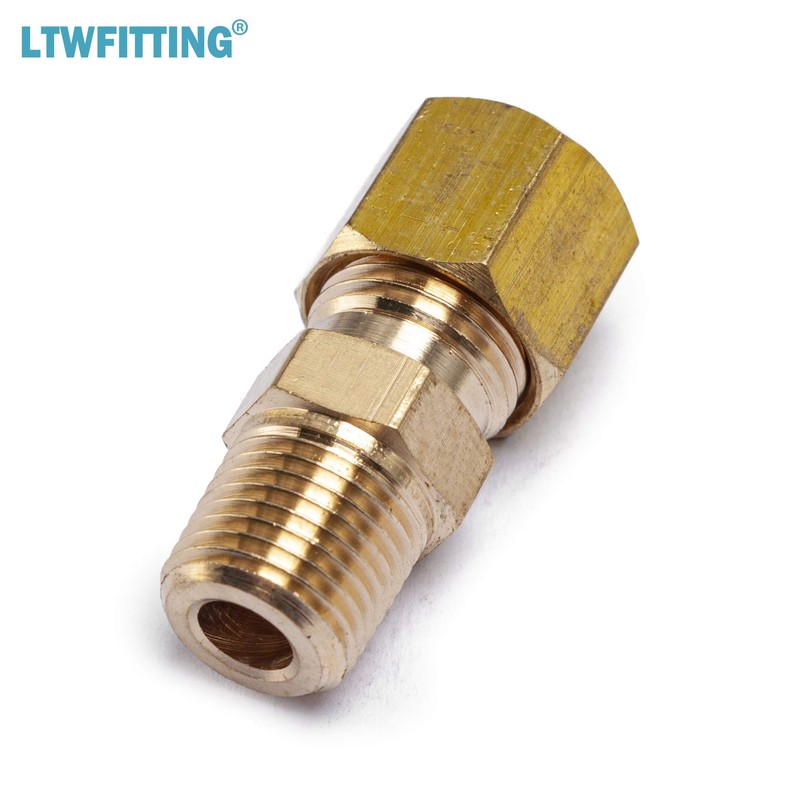 LTWFITTING Brass 1/4 OD x 1/8 Male NPT Compression Connector