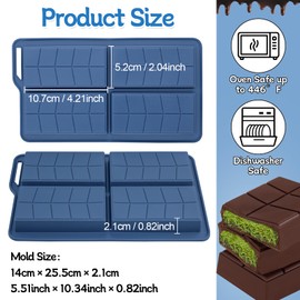 ZONBBEE Deep Dubai Chocolate Bar Pistachio Making Mold Silicone Large,Thick Granola Moule Chocolat Bar Molde Kit Form For DIY Stuffed Candy Cookie make at home(2 Pcs)