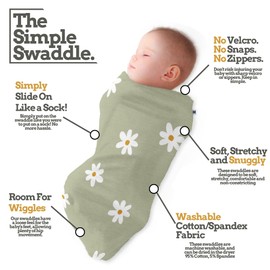 Henry Hunter Baby Swaddle Sack | The Simple Swaddle | Soft Stretchy Cotton Swaddles for Newborns | Baby Swaddles 0-3 Months, Swaddle Blankets Baby Girl, Pack of 3, Daisy | Lavender | White Heather