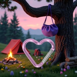 Cute Heart Shaped Carabiner Clip Aluminum Alloy Keychain, Small Carabiner Clip, Spring Snap Key Chain Clips Camping Backpack Clips Heavy Duty Carabiner Lightweight Aluminum Alloy Keychain (Pink)