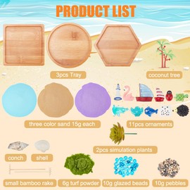 WEBEEDY Miniature Zen Garden Kit Miniature Ocean Beach Sandbox Decorations Mini Zen Garden Accessories for Home Office Desktop Decor