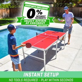 GoSports 6 ft x 3 ft Mid-size Table Tennis Game Set - Indoor / Outdoor Portable Game with Net, 2 Paddles and 4 Balls