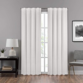 ECLIPSE DraftStopper Room Darkening Curtains for Bedroom - Summit Solid 40" x 108" Thermal Insulated Single Panel Rod Pocket Light Blocking Curtains for Living Room, White