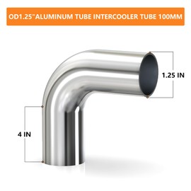 GASHER 2PCS 90 Degree Elbow Aluminum Alloy Tube 1.25"OD, Leg Length 4" (100mm), Intercooler Pipe For intake and cooling systems