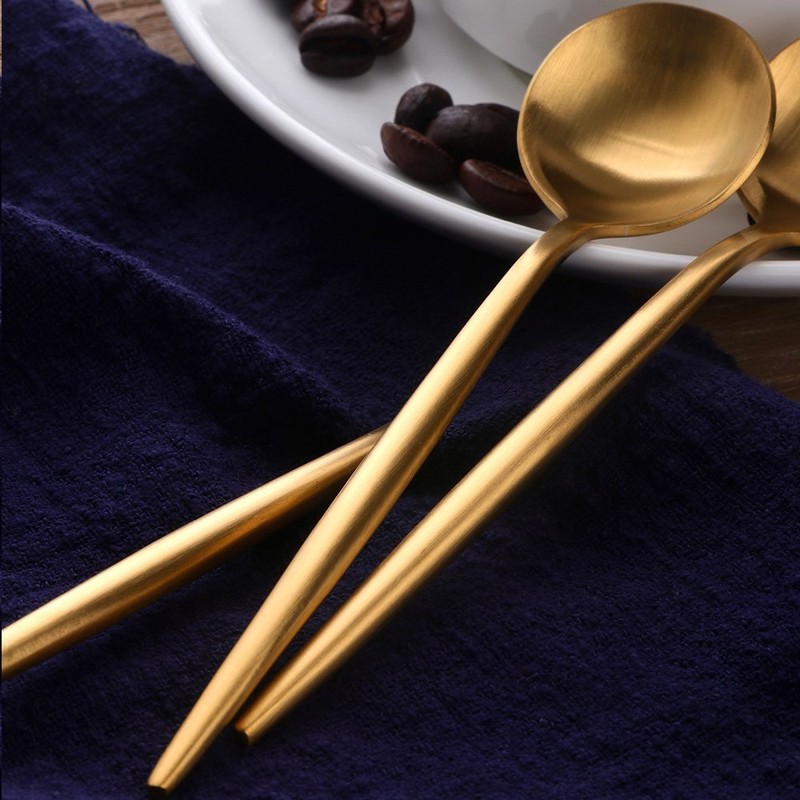 Bisda Portuguese Coffee Spoon Tea Spoon Set, Gold, 18-8 Stainless