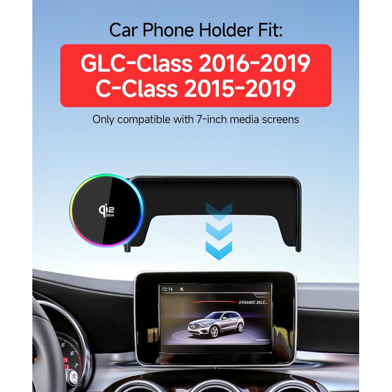 Qi2.2 25W Wireless Charger Car Phone Mount for Mercedes-Benz GLC