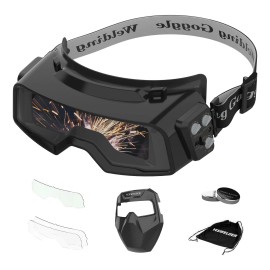 YESWELDER Auto-Darkening Welding Goggles 4/5-13 Shade w/Grind - Checkerboard