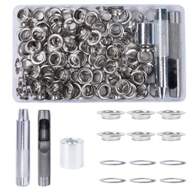 Luabue 280PCS 10MM Grommets Eyelets Tarpaulin Repair Kit Eyelet Punch Kit Metal Eyelets for Fabric Leather Craft Tarpaulin Curtains DIY and Decoration
