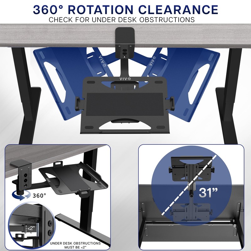 VIVO Clamp-on 12 x 9 inch Rotating Laptop Tray, Extra