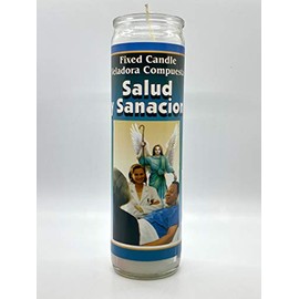 Salud y Sanacion 7-Day Glass Candle - White, Modern, Religious Theme