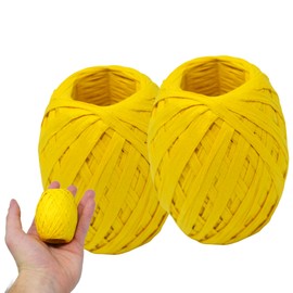 Bonka Bird Toys Pack 2 Specialty Raffia Ribbon Gift Packing (200ft) Craft Part Project Parrot, Conure, Quaker, Pionus, and Similar (3482 Yellow)