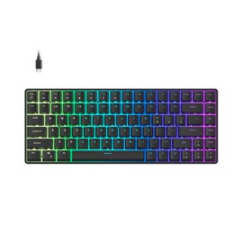 FOXXRAY HKM-S93 Wired Mechanical Gaming Keyboard, Compact 75% Samll Size Keyboard for PC, 84 Keys Hot-Swappable Blue Switch, RGB Backlit with Customizable Keys, Double Shot Keycaps