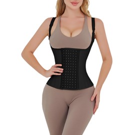 Zen Zen Faja Chaleco Colombiano Deportivo Reductor con 25 Varillas mas Extensor con 6 Niveles (Negro, XXL)